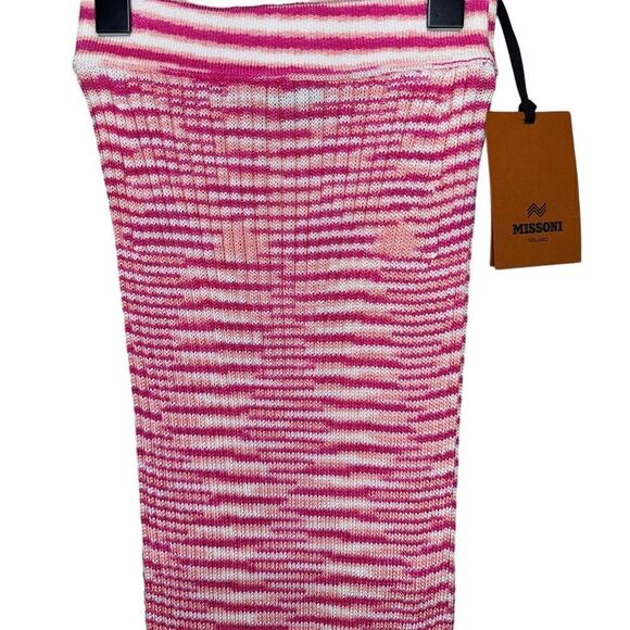 NEW Missoni Striped High Waisted Ribbed Knit Midi Skirt Pink White Size 2 - Picture 8 of 15